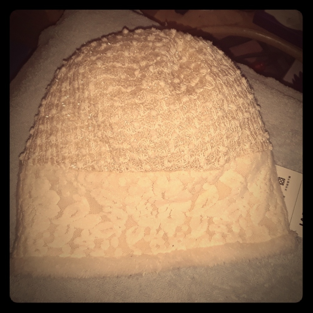 NWT Knit and Lace Beanie Cap